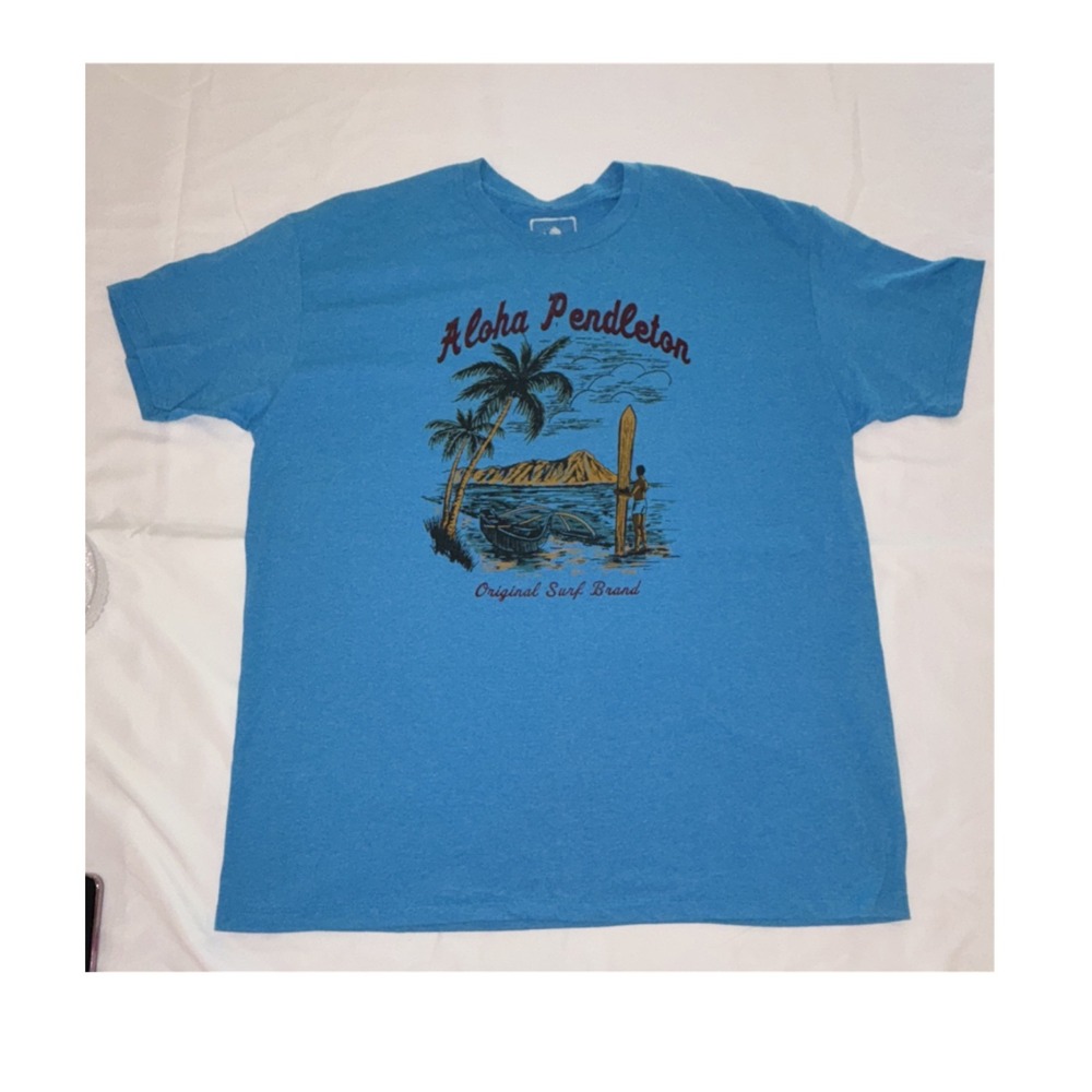 Pendleton Men's XL Blue Cotton Crew Neck Short Sleeve Hawaiian Surf Graphic Tee